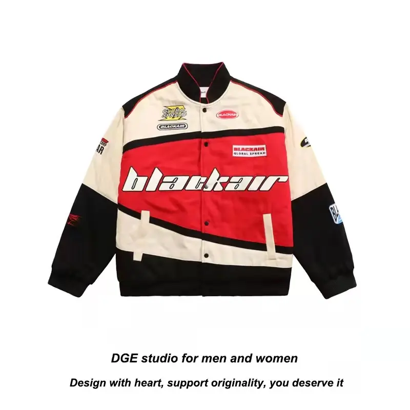 Trendy Unisex Vintage Baseball Jacket - Retro American Style Long Sleeve Polyester Coat |   Y2K Fashion, Streetwear, Casual Outerwear for Men & Women