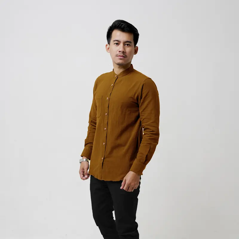 Kemeja Linen Panjang Pria Kerah Sanghai Koko by Bravo Project 1