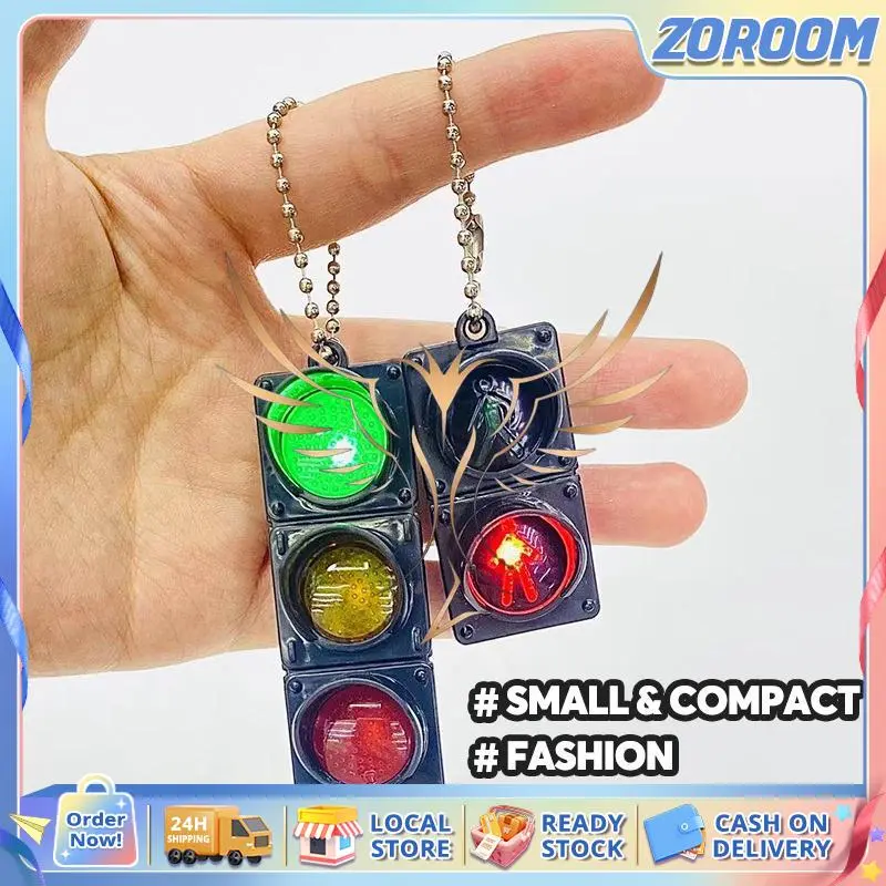 Traffic Light Key Chain Plastic Glowing Charms Signal Light Pendant ...
