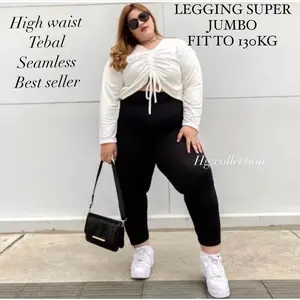 LEGGING PANJANG HITAM SUPER JUMBO FIT TO 5XL / LEGGING PANJANG SUPER JUMBO WANITA / LEGGING BIGSIZE TEBAL Melar Nyaman Celana
