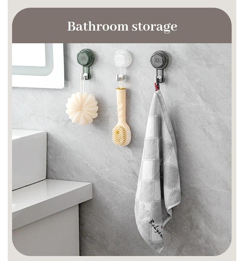 Product Introduction of 1pc Strong Suction Cup Hook with No Punching Hole Vacuum Adhesive on The Back of Bathroom Door No Trace Wall Adhesive Bathroom 31