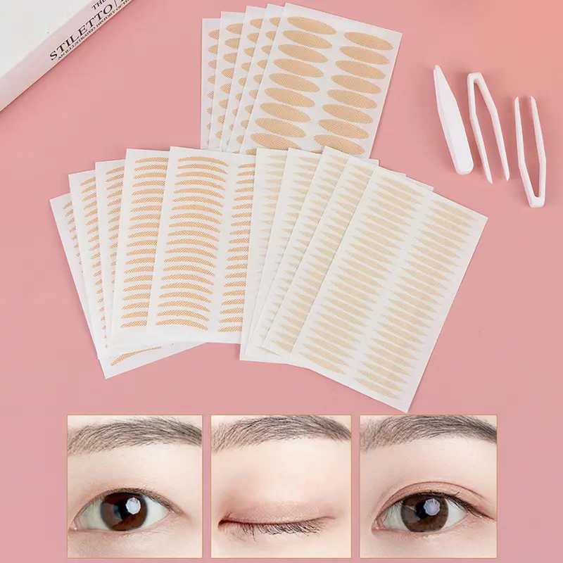 200pcs Invisible Lace Mesh Double Eyelid Lift Strip Tape Adhesive Sticke tweezer