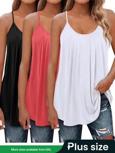 【Plus Size】 Solid Color Cami Top, Casual Sleeveless Top for Summer, Women's Clothing for Daily Wear