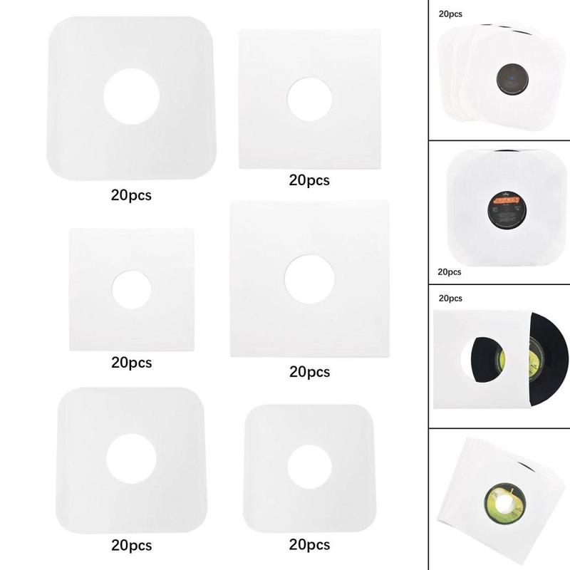 20x Vinyl Record Inner Sleeves White Inner Sleeves Record Sleeves Protection Covers 4