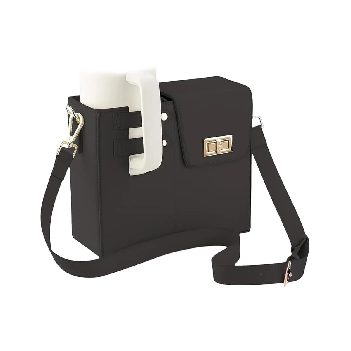 Outdoor Portable Crossbody Water Cup Storage Bag,Portable Water Bottle Bag with Adjustable Shoulder Strap,Multifunctional Leather Cup Bag with Storage Pocket for Women,for Stanley Cup Accessories Drinkware Insulated