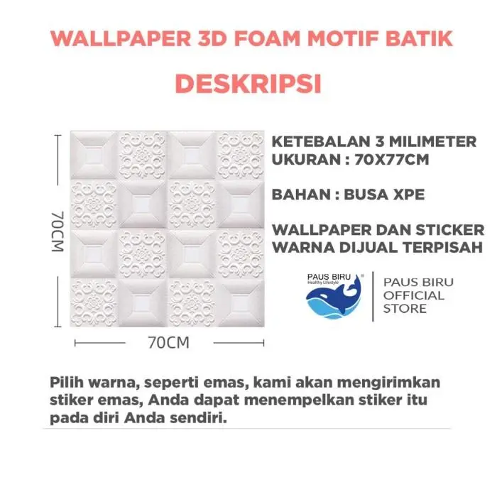 (BELI 10 GRATIS 1) Wallpaper 3D FOAM 5mm / Wallpaper Dinding 3D Motif Foam Batik Bunga More High Quality / Wallfoam 3D 2