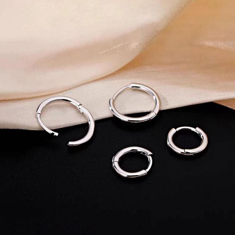 Khuyên Tai Tròn Bằng Thép Không Gỉ, 2 Chiếc, Dành Cho Nam Và Nữ, Thiết Kế Tối Giản, Khuyên Tai Tròn Nhỏ C7J5 4