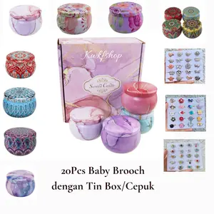 PAKET TINBOX/CEPUK DENGAN BABY BROOCH 20Pcs Peniti JILBAB BROS DAGU