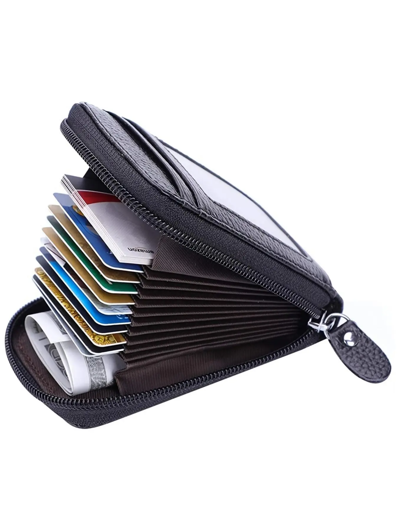 National Day Offers Men's Business Wallet with Card Slots,  Black Plain Credit Card Holder with Zipper, Casual Trendy Wallet for Work & Daily Use