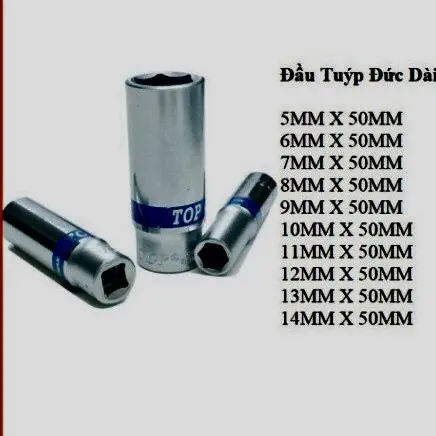 Đầu tuýp, đầu khẩu 1/4 dài chính hãng TOP đủ size