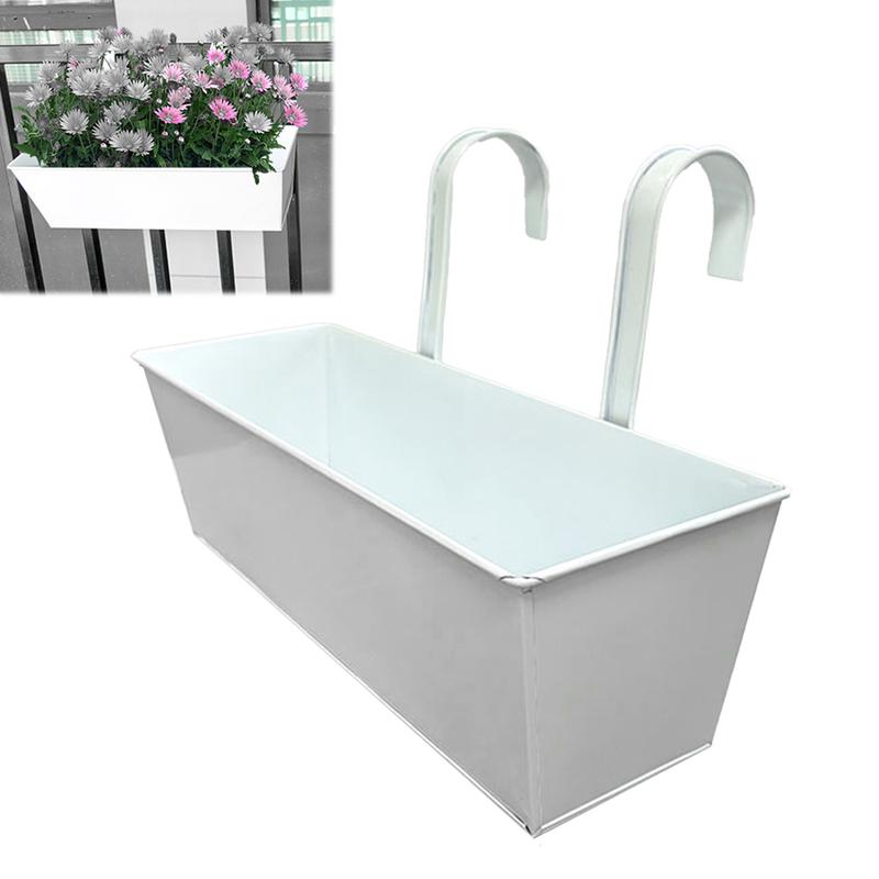 Chậu Hoa Treo, Bukong, Giá Đỡ Hình Chữ Nhật, Giá Ươm Hàng Rào, Có Lỗ Thoát Nước, Hộp Trồng Cây 16 Inch, Có Móc, Thích Hợp Cho Ban Công, Bữa Hè Hoặc Sân Hiên, Cây Thuốc, Hoa 3