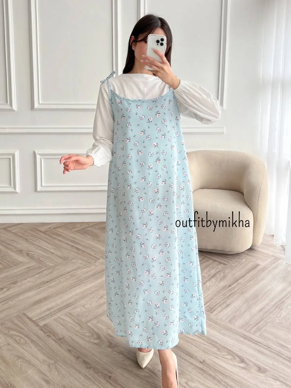 HANA OVERAL DRESS MOTIF / OVERALL DRESS MOTIF FLORAL OVERSIZE KOREAN STYLE / OVERALL DRESS V-Neck Bunga Bunga Casual Wanita