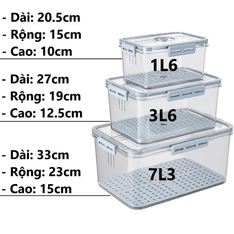  ￼Hộp Đựng Thực Phẩm Chữ Nhật có khay ráo nước size lớn Chính Hãng Việt Nhật 6560 
