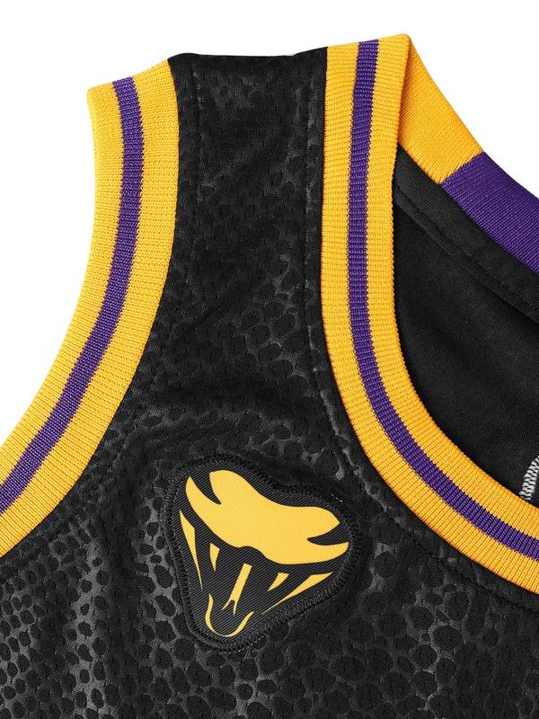 Men's Letter & Number Print Basketball Jersey, 2024 New Style Casual Breathable Sleeveless Round Neck Basketball Vest, Basketball Clothing for Training & Leisure Wear 2