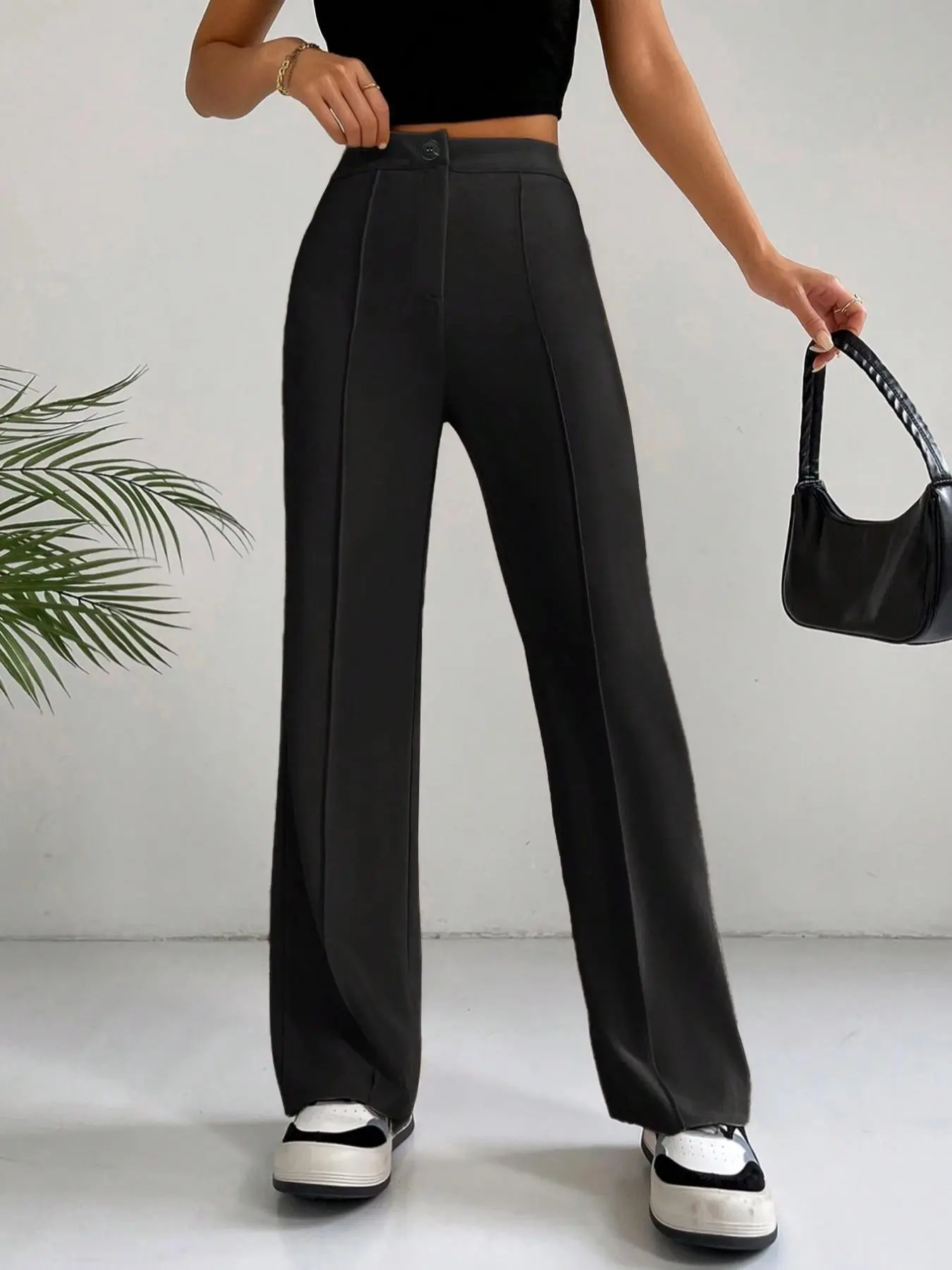 【Plus Size】 Solid Color Straight Leg Pants, Elegant Casual Comfy Trousers for Daily Wear, Women's Bottoms for All Seasons