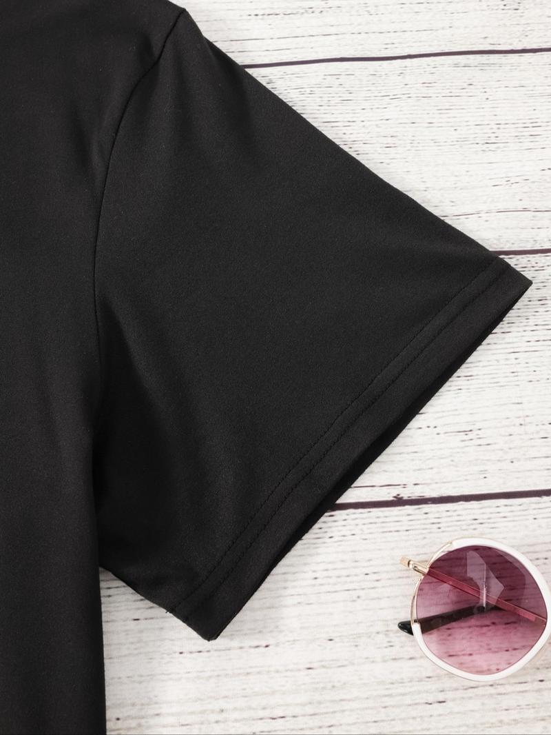 Product Introduction of Plus Size Rainbow Print Round Neck Tee, Casual Short Sleeve Crew Neck T-Shirt for Summer, Women's Plus Clothing for Daily Wear 8
