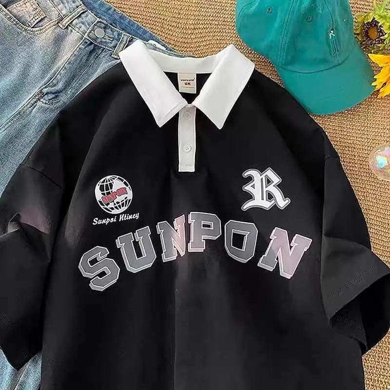 Áo polo nữ nam form rộng tay lỡ chất cotton su SUNPON - CRHSUP Có Cổ 6