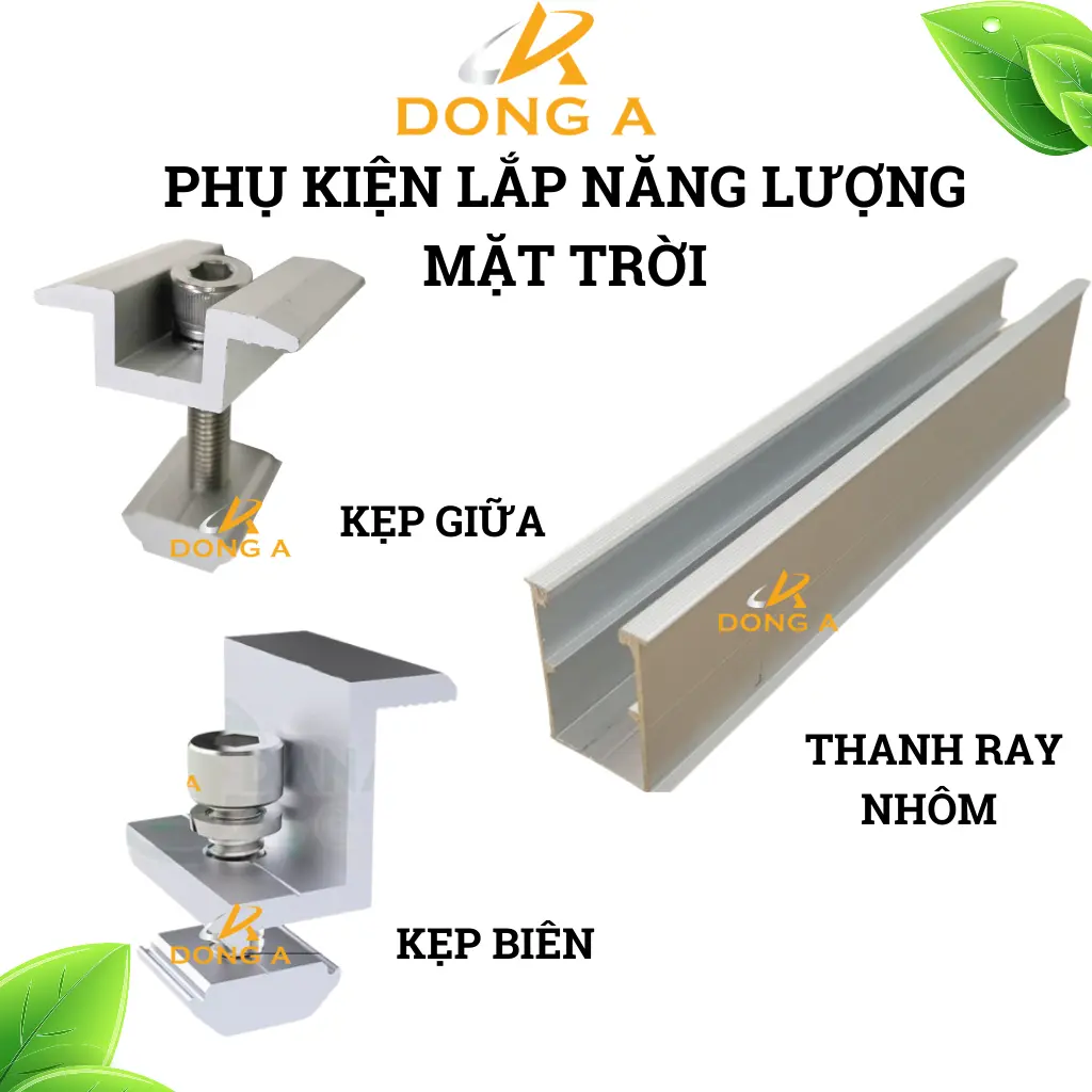 Kẹp giữa, kẹp biên lắp tấm pin năng lượng mặt trời, thanh mini rail, thanh ray nhôm lắp tấm pin mặt trời _Dong A