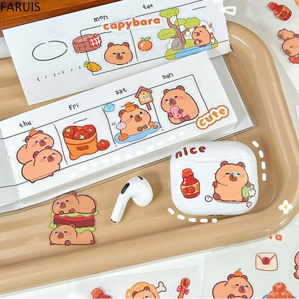 Đồ Chơi Capybara, FARUIS, 5 Cái, Miếng Dán Capybara Màu Cam, Thời Trang, Vui Nhộn, Thích Hợp Cho Mũ Bơi, Chất Liệu Giấy, Thiết Kế Capybara Hoạt Hình Cà Chua, Sổ Tay