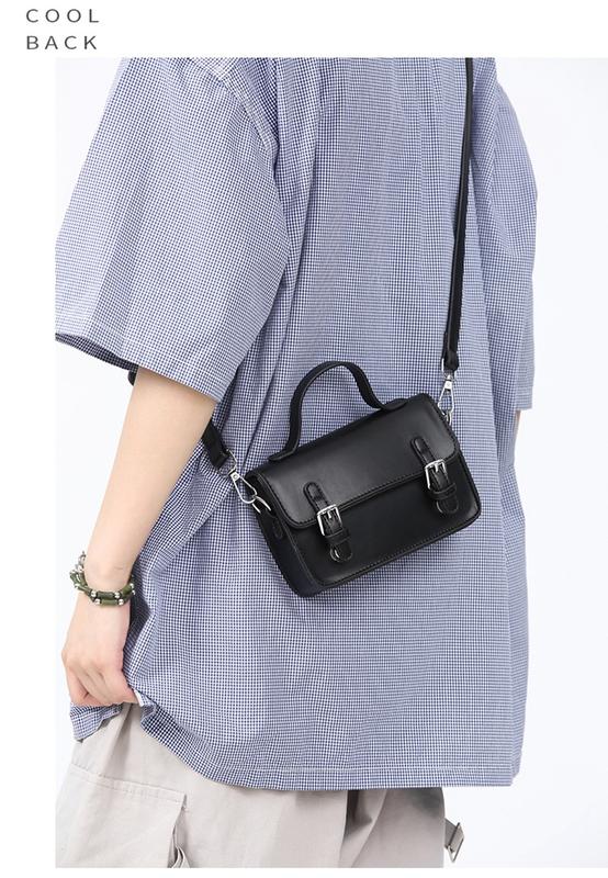 Product Introduction of Messenger Bag Men's Bag 2023 New Fashion Brand Messenger Bag Casual Pu Neutral Shoulder Bag Portable Small Square Bag 6