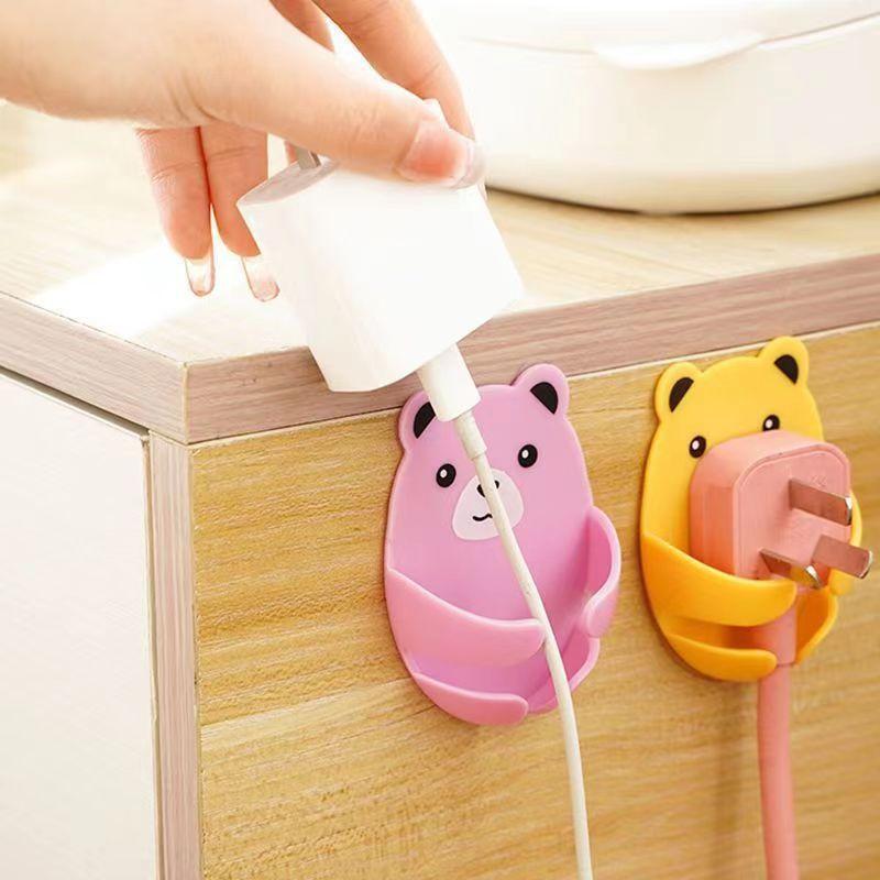 Móc Cắm, Không Cần Khoan, Đa Năng, Mạnh Mẽ, Không Dấu Vết, Thiết Kế Hình Gấu Ôm Hoạt Hình, Dụng Cụ Sắp Xếp Cáp Dữ Liệu, Dụng Cụ Sắp Xếp Lưu Trữ Nhà Bếp, Móc Dính san pham tien loi 3
