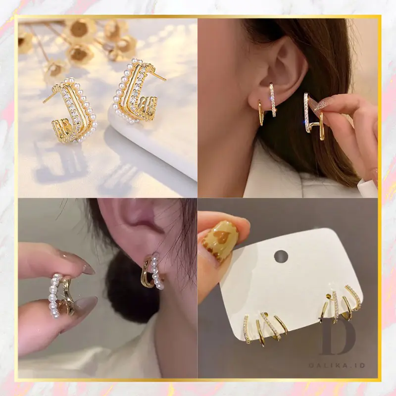 Anting Tusuk Klip Korea Terbaru Minimalis Simple