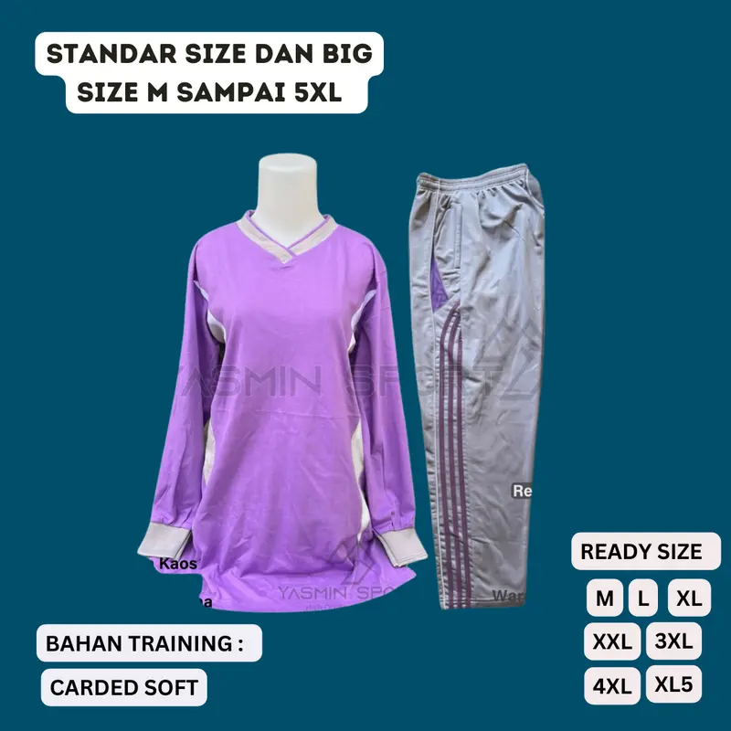 BIG SIZE 3L 4L 5L Baju Setelan Olah Raga Wanita Terbaru / Setelan Olah Raga Tunik Muslimah / Seragam Olahraga Wanita Panjang Terbaru 2