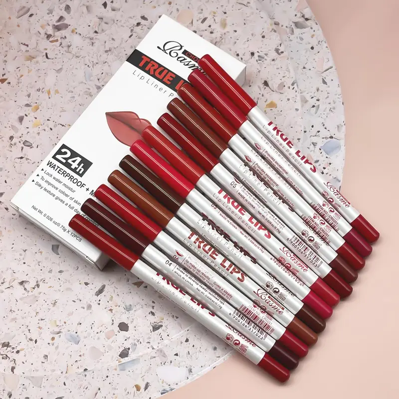 Long Lasting Lip Liner Set, 12pcs/set Matte Lip Liner Pencil, Easy Coloring Lip Liner Pen, Suitable for All Occasions Lip Makeup, Girls Makeup Accessories 3