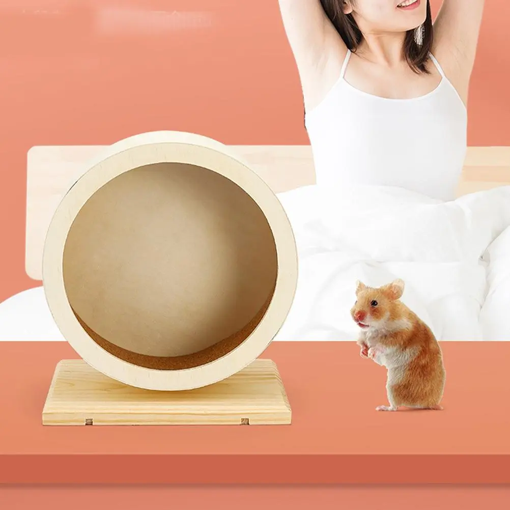 Wooden Hamster Running Wheel, Silent Hamster Exercise Wheel, Pet Supplies for Hamster, Gerbils, Mice and Guinea Pigs, Pet Accessories