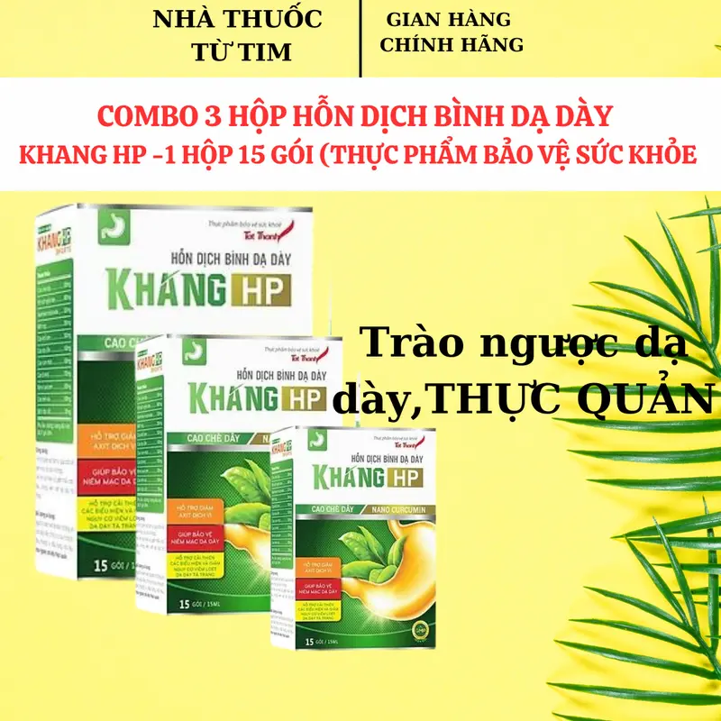 COMBO 3 HỘP hỗn dịch bình dạ dày KHANG  HP - 1 hộp 15 -Hỗ trợ giảm axit dịch vị ,hỗ trợ bảo vệ niêm mạc dạ dày ,làm giảm nguy cơ viêm loét dạ dày 0