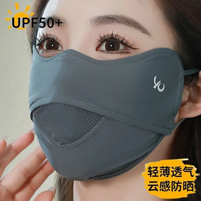 Ice Silk Sun Protection Mask, Women's UV Protection, Washable, Thin Style, High Aesthetic New Model, Eye Corner Protection Breathable Summer Face Mask, Breathable, Outdoor