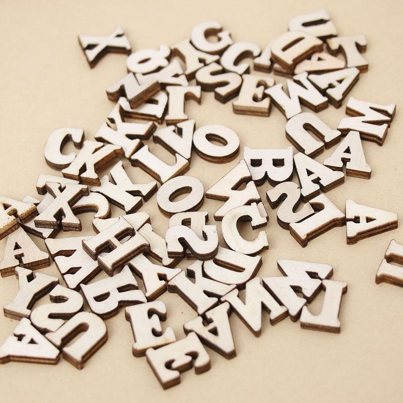 Product Introduction of HOKITDECOR 100Pcs Home Decor Craft Flatback Alphabet English Letter Miniatures Wood Letter 8