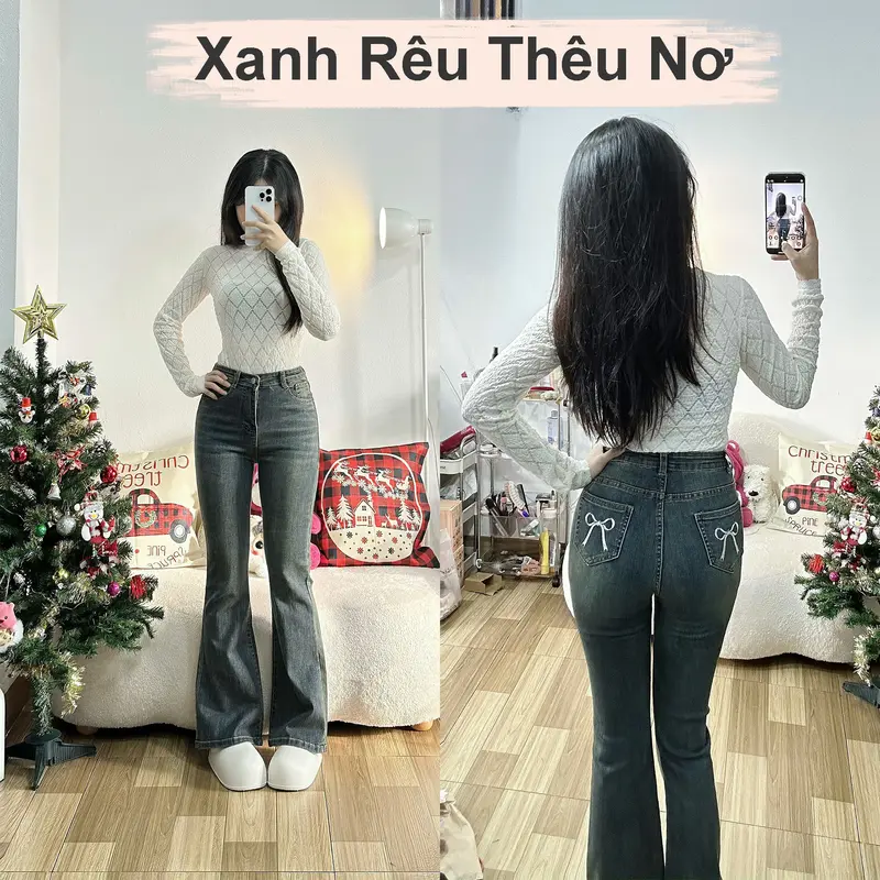 Quần Jean Ống Loe Chất Co Giãn QJ10 Nữ Women  Pants Ong Denim 6