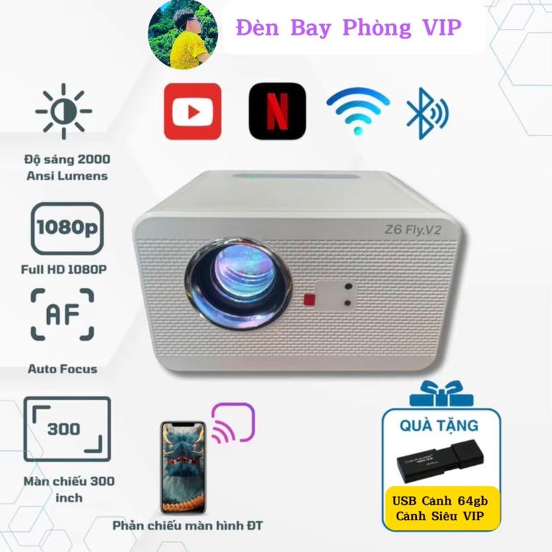 Máy Chiếu Z6 Fly V2 Bản Nâng Cấp-Hỗ Trợ 4k, Full HD 1080P. Tặng USB 64gb Hiệu Ứng Đi Cảnh VIP. Máy Chiếu Z6 Fly V2 Đi Cảnh, Xem Phim Trực Tuyến, Youtube, Netfix, Các Kênh Truyền Hình...vvv