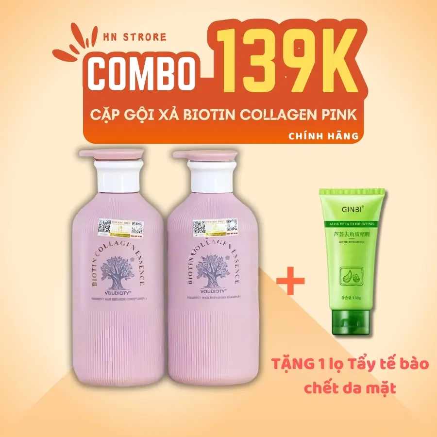 [Mua 2 TẶNG 1] Cặp Gội Xả Biotin Collagen Pink 500ml Chính hãng - Hương Nước Hoa, Phục Hồi, Mềm Mượt Tóc, Dưỡng tóc hư tổn, mọc tóc...