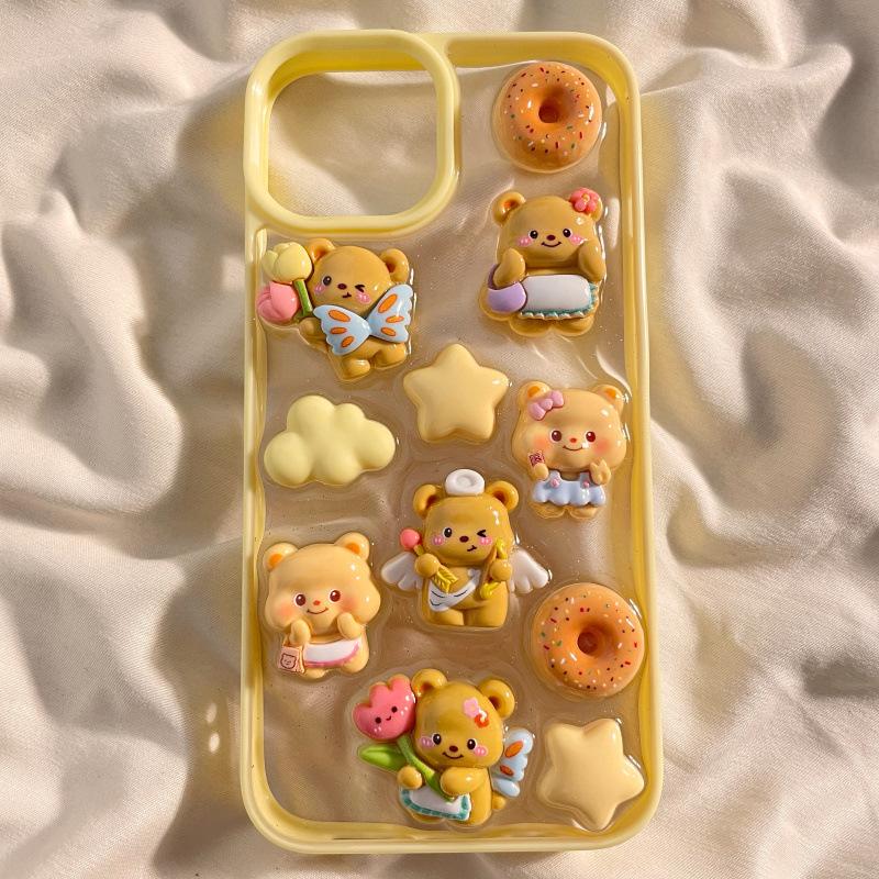 Product Introduction of เคสโทรศัพท์ iPhone ดีไซน์หมีเนยสามมิติ เข้ากันได้กับ Apple 14, Iphone11 ถึง Iphone15 Pro, ของขวัญอุปกรณ์เสริมโทรศัพท์มือถือ, การออกแบบหมีเนย 2