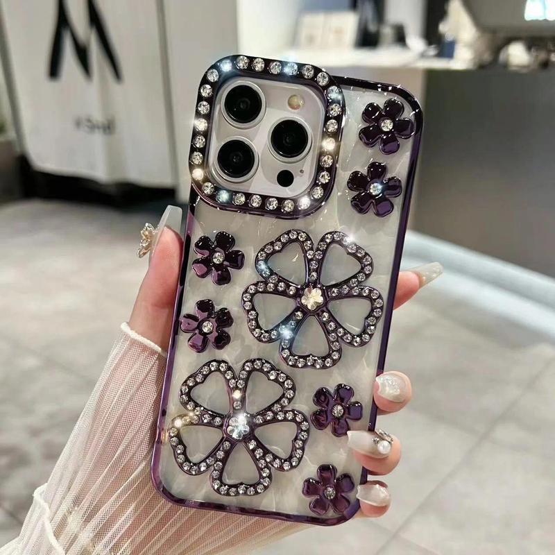 Ốp Hoa 3D, Kim Cương Lấp Lánh Sang Trọng, Dành Cho iPhone 16 Pro Max, 16 Plus, 14, 13, 12, 11, Ốp Mạ Trong Suốt, Dành Cho iPhone 15, Ốp Bảo Vệ 9