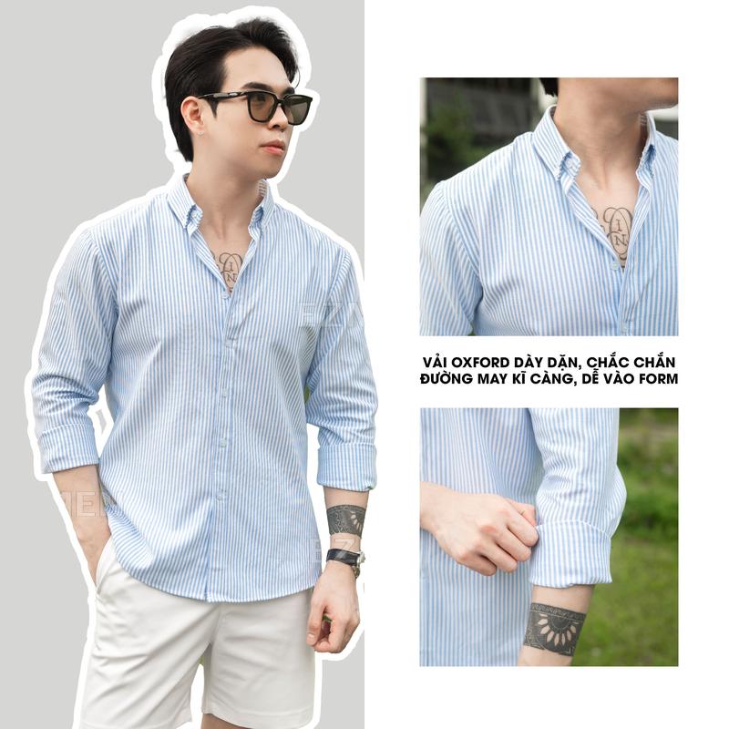 Sơ Mi Kẻ Oxford Luxury Cổ Ghim Cho Nam, Chất Vải Dày Dặn, Đứng Form. (TV-01) 4