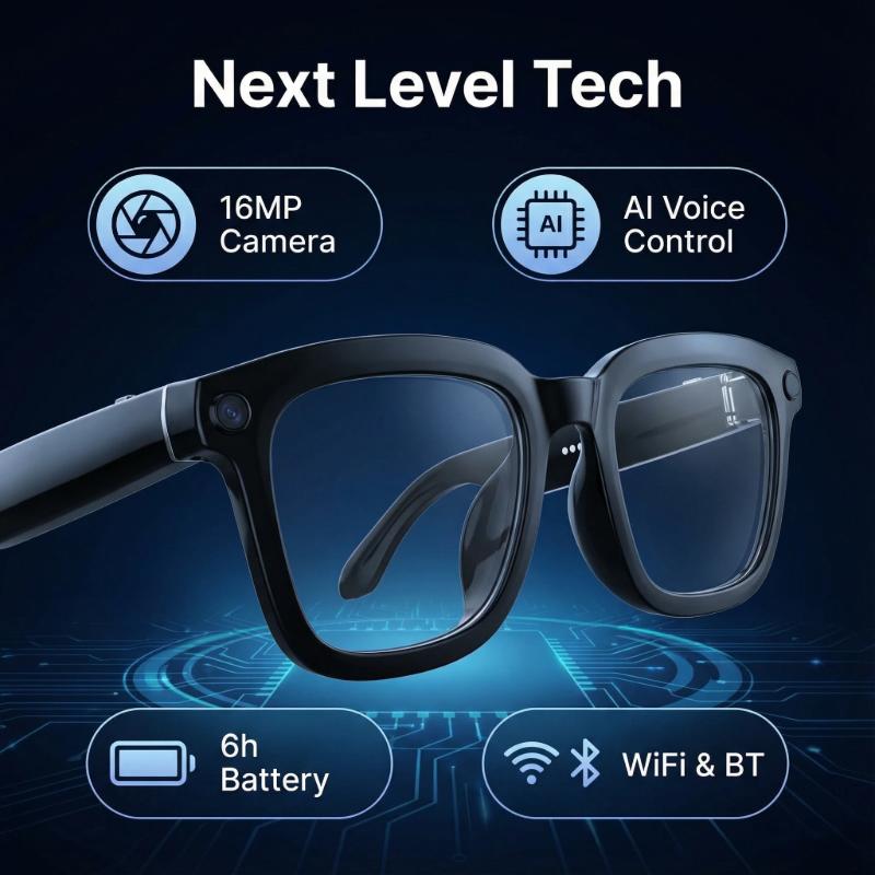2026 New Men Women's sunglasses AI Smart Glasses Translation 8MP HD With 4K camera Recording Glasses - Image 4