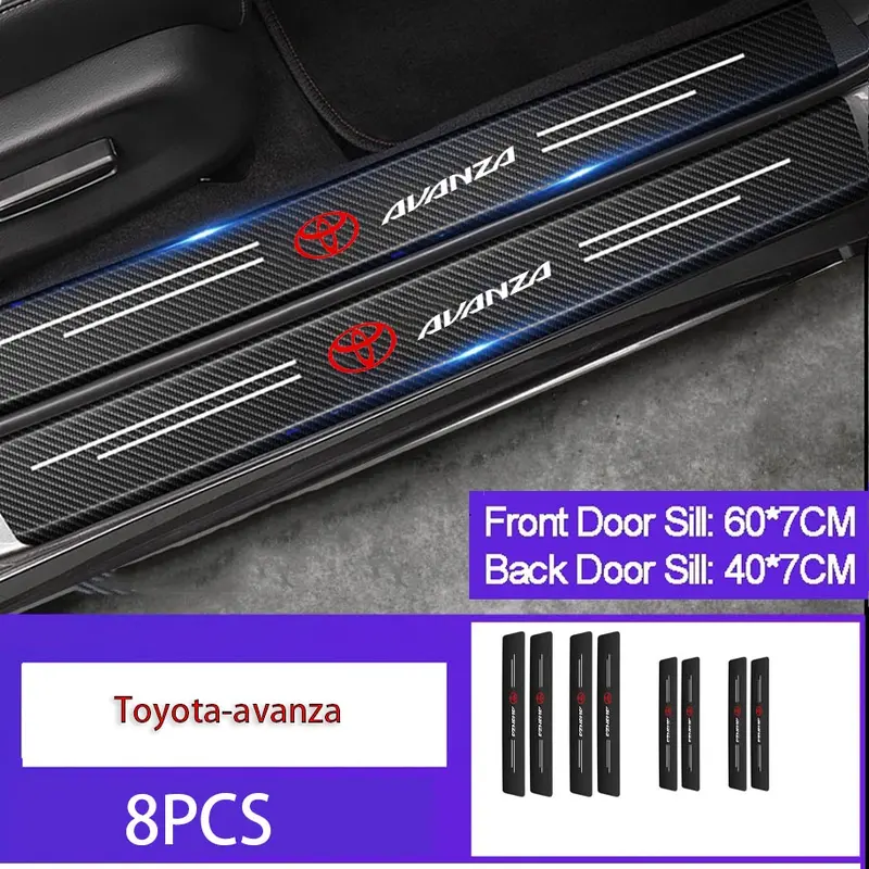 Stiker Pelindung Pintu Dan Bagasi Bahan Carbon Fiber Anti Gores Untuk Mobil Toyota Avanza 2