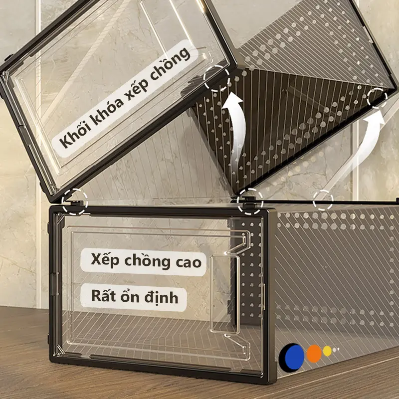 COLORFUL Hộp Đựng Giày Nắp Nhựa Cứng, Hộp Để Giày Dép Cửa Nắp Ngang Lắp Ghép Thông Minh Chịu Lực 6
