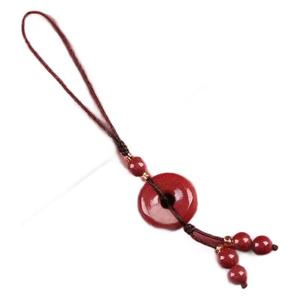 Loket Rantai Telefon Bimbit, Batu Cinnabar, Loket Tahun Zodiak Pasir Emas Ungu, Sesuai untuk Lelaki dan Wanita, Lanyard dan Rantai Kunci Serasi Charms Jewelry