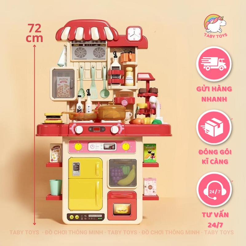   Cỡ lớn có khói  Bộ đồ chơi nhà bếp nấu ăn bằng nước TABY Toys cỡ lớn 72cm 48 chi tiết có hiệu ứng khói và xịt nước Câu Cá 