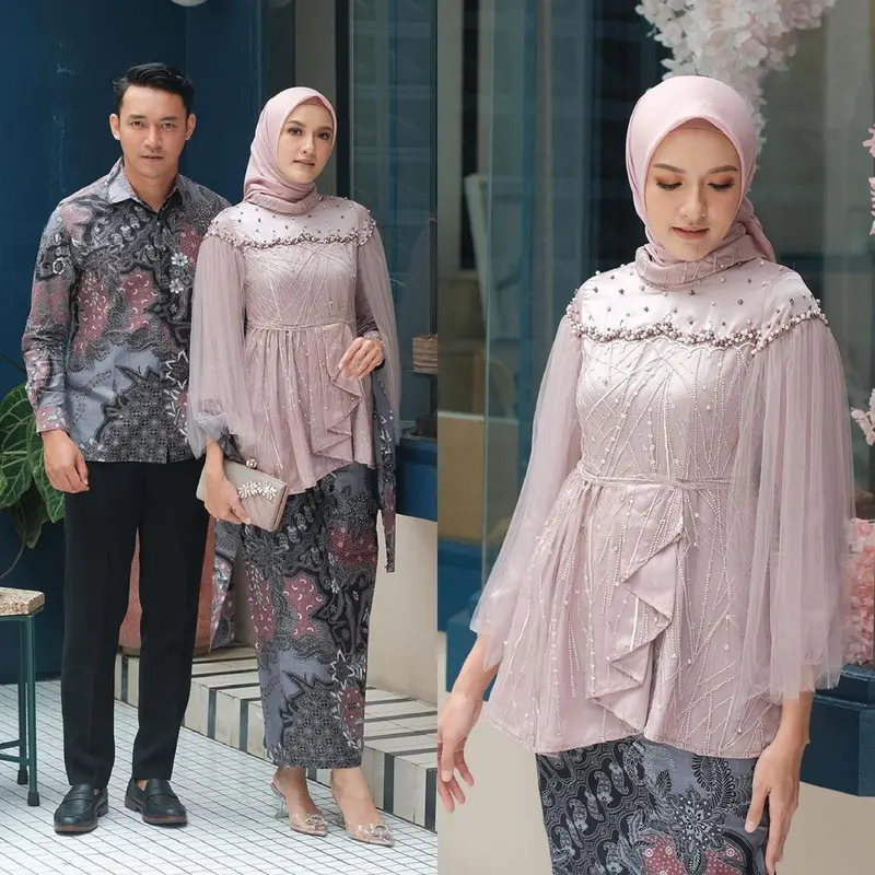 Kebaya Batik Couple Kebaya Modern Keysa Kebaya Wisuda,Tunangan Dan Lamaran Terbaru Kebaya Brokat Tille Mutiara Rok Span Allsize Kebaya Kondangan 0