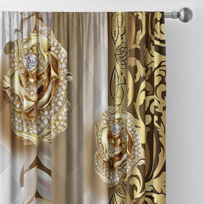 Product Introduction of 1 Pair Floral & Jewelry Pattern Curtain, Vintage Luxury Blackout Curtain for Bedroom Living Room Study Home Decor, Spring Decorations for Home Living Room Bedroom 4