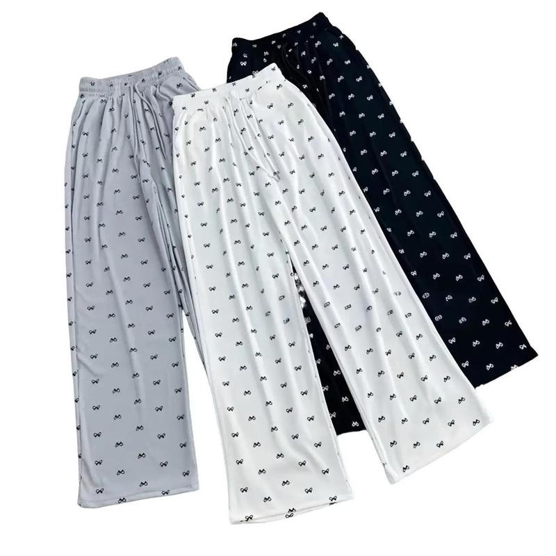 Quần Thun Gân Tăm Nơ Ống Rộng mềm mát Nữ Women Voi quan carroon Ống quan hack dang xinh