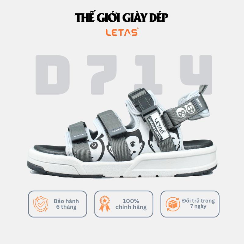 Giày sandal unisex Letas (D714 Tro Ghi) - Dép quai hậu dành cho học sinh, sinh viên đi học, hot trend, năng động, trẻ trung, dễ phối đồ. Đai đeo ngón chân Cao Su Nam Đế Bằng Đồng Nhung