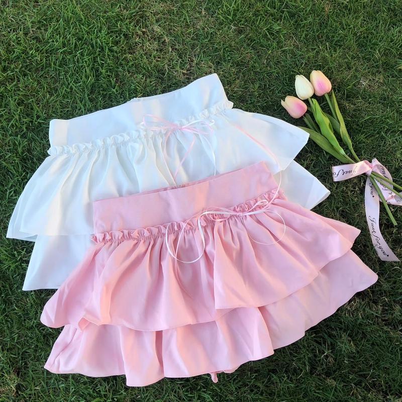 Chân Váy Xoè Bèo 2 Tầng Phối Quần Bí Lolita Nữ Women Cotton Beo