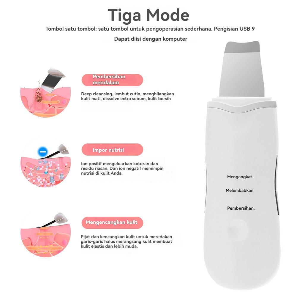 Alat Kecantikan Ultrasonik Penggosok Kulit Frekuensi Tinggi Model XYZ, Bersihkan Komedo, MemBERSIHKAN Pori Dalam, Pengelupasan, dan Peremajaan Kulit, Panjang 10cm, Lebar 5cm
