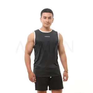 AGMAN Kaos Gym Fitness Tanpa Lengan Cepat Kering Nyaman Outdoor Sport Bahan Poliester